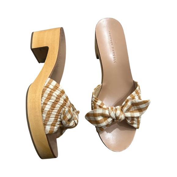 LOEFFLER RANDALL Regina Clog Slide Sandal Gingham in Amber Size 8